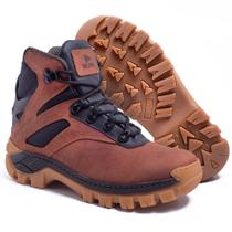 Bota Coturno de Couro Masculina Cano médio Solado Tratorado - Amarelo/Vermelho/Marrom/Preto-Detroit