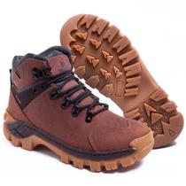 Bota Coturno de Couro Masculina Cano médio Solado Tratorado - Café/Marrom/Preto/Vermelho-Colorado