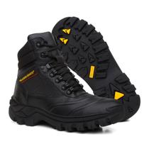 Bota Coturno de Couro Masculina Cano médio Solado Tratorado - Marrom/Amarelo/Preto-Alabama