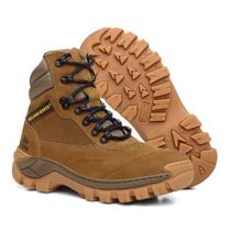 Bota Coturno de Couro Masculina Cano médio Solado Tratorado - Marrom/Amarelo/Preto-Alabama