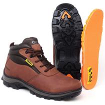 Bota Coturno De Segurança Em Couro EPI CA Couro Marrom Palmilha Pu