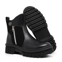 Bota Coturno Dorf Feminina Modelo Blade Tratorada Em Couro Preto Bota Coturno Dorf Feminina Modelo Blade Tratorada Em Couro Preto