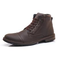 Bota Coturno Ec Shoes Cano Curto Com Cadarço e Zíper Lateral