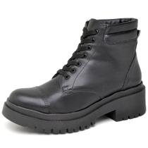 Bota Coturno Ellas Online Cano Curto Napa Preto