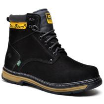 Bota Coturno em Couro Casual Bell Boots com Costura Manual Cadarço e Sola Leve