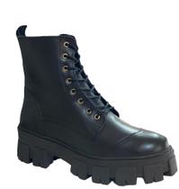 Bota coturno em couro feminino salto tratorado Bota coturno em couro feminino salto tratorado