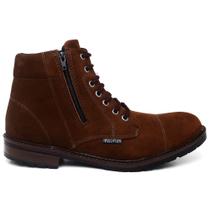 Bota Coturno em Couro Masculina Café Botina Padrin Chelsea Qualidade Resistente Trabalho Adventure