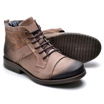 Bota Coturno em Couro Masculino Cano Baixo Cadarço Elegante Robusto Confortável