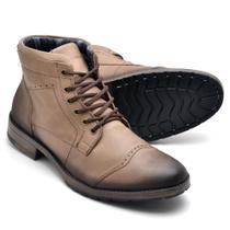 Bota Coturno em Couro Masculino Cano Curto Cadarço Moda Urbano Elegante Confortável