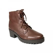 Bota Coturno Fem Bottero Couro Burnish Marrom Wood 349101-16