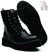 Bota Coturno Feminina Blogueira Plataforma Cadarço Bota Coturno Feminina Blogueira Plataforma Cadarço