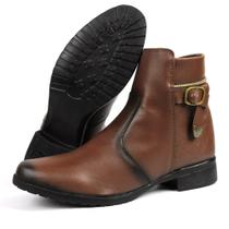 Bota Coturno Feminina Café Cano Curto Confortável e Estilosa