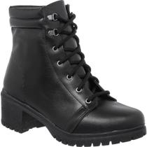 Bota Coturno Feminina Cano Baixo Tratorada Salto Confort - Stessy Shoes