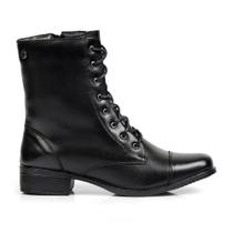 Bota Coturno Feminina Cano Curto Couro Lari 10027 Preta