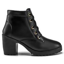 Bota Coturno Feminina Cano Curto Fecho Cadarço Bota Casual Dia a Dia Bota Coturno Feminina Cano Curto Fecho Cadarço Bota Casual Dia a Dia