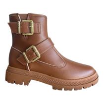 Bota Coturno Feminina Cano Curto Fivela Decorativa Moleca Bota Coturno Feminina Cano Curto Fivela Decorativa Moleca