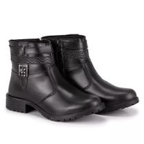 Bota Coturno Feminina Cano Curto Social Casual com ziper ref 202