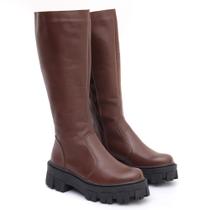 Bota Coturno Feminina Cano Longo Couro Legítimo Bota Coturno Feminina Cano Longo Couro Legítimo
