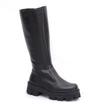 Bota Coturno Feminina Cano Longo Couro Legítimo Bota Coturno Feminina Cano Longo Couro Legítimo