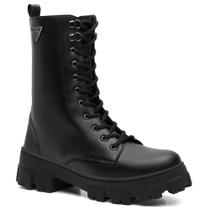 Bota Coturno Feminina Cano Médio Cadarço Tratorada Estilo Bota Coturno Feminina Cano Médio Cadarço Tratorada Estilo
