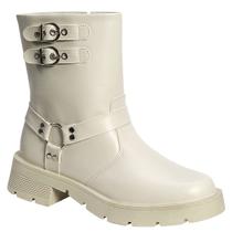 Bota Coturno Feminina Cano Médio Tratorado Fivela Plataforma Bota Coturno Feminina Cano Médio Tratorado Fivela Plataforma