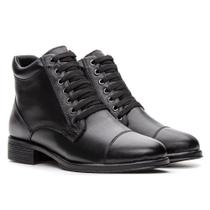 Bota Coturno Feminina Couro Cadarço Lisa Casual Moderna Bota Coturno Feminina Couro Cadarço Lisa Casual Moderna