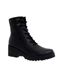 Bota Coturno Feminina Couro Detalhe Tratorada Bottero 349111 - Preto - 37