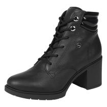 Bota Coturno Feminina Couro Salto Bloco Confortavel Dakota