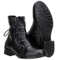 Bota Coturno Feminina Couro Solado Tratorado Cadarço Macia - Capelli Boots