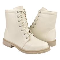 Bota Coturno Feminina de Cano Baixo Off White