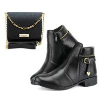 Bota Coturno Feminina Detalhada Macia Kit Mulher Com Bolsa Transversal Bag Pequena Preta Bota Coturno Feminina Detalhada Macia Kit Mulher Com Bolsa Transversal Bag Pequena Preta