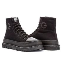 Bota Coturno Feminina Lona Preta G-stock Casual Urbany Macia