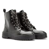 Bota Coturno Feminina Militar Cadarço Borracha Conforto