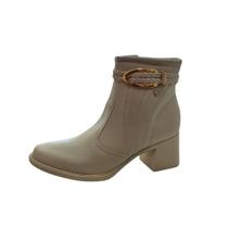 Bota Coturno Feminina Mississipi Original Bico Redondo Salto Bloco Grosso Baixo Ziper Lateral