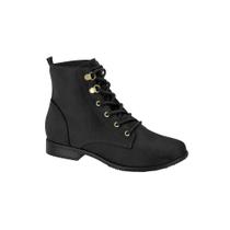 Bota Coturno Feminina Moleca Camurça Flex Preto 5335.107 Bota Coturno Feminina Moleca Camurça Flex Preto 5335.107