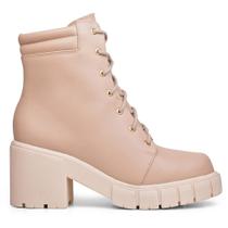 Bota Coturno Feminina Nude Solado Tratorado Com Cadarço Bota Coturno Feminina Nude Solado Tratorado Com Cadarço