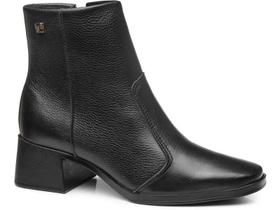 Bota Coturno Feminina Pegada Couro Salto Bloco Cano Baixo