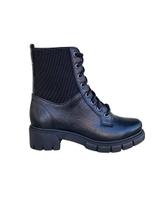 Bota Coturno Feminina Preta em Couro Blogueira Tratorada Plataforma Bota Coturno Feminina Preta em Couro Blogueira Tratorada Plataforma
