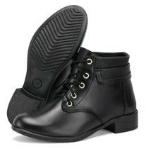 Bota Coturno Feminina Preto Cano Médio de Amarrar Confortável e Estiloso Bota Coturno Feminina Preto Cano Médio de Amarrar Confortável e Estiloso