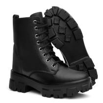Bota Coturno Feminina Preto Cano Médio Estilosa Moda Bota Coturno Feminina Preto Cano Médio Estilosa Moda