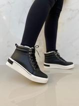 Bota Coturno Feminina Preto Casual Com Pêlo