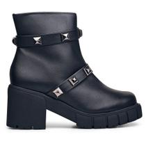 Bota Coturno Feminina Preto Spike Dourado Solado Tratorado Bota Coturno Feminina Preto Spike Dourado Solado Tratorado