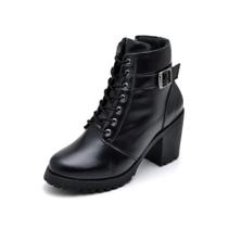 Bota coturno feminina salto alto de couro legitimo tratorada confortavel 33 ao 40