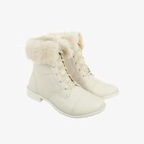 Bota Coturno Feminina Somileve Pelúcia Cadarço Moda Moda