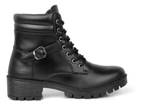 Bota Coturno Feminina Tratorada Cano Baixo Salto Bloco Fivel