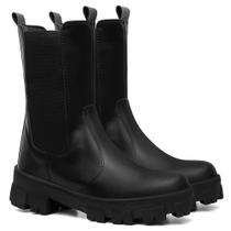 Bota Coturno Feminina Tratorada Chelsea Elástico Estilo Bota Coturno Feminina Tratorada Chelsea Elástico Estilo