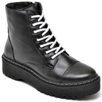 Bota coturno feminina tratorada confort preto q&a 21000