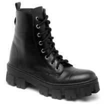 Bota Coturno Feminina Tratorada Flatform Cadarço Conforto