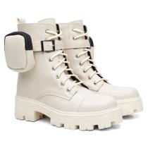 Bota Coturno Feminina Tratorada Plataforma Cano Curto Modelo Outono Inverno Classico Com Bag Bx5
