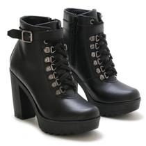 Bota Coturno Feminina Tratorada Salto Alto Conforto Estilo Bota Coturno Feminina Tratorada Salto Alto Conforto Estilo